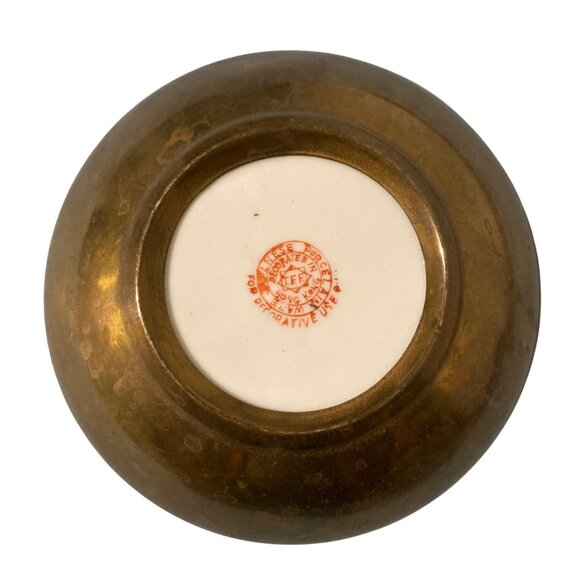 Vintage Japanese Porcelain Ware and Brass Decorative Dish Bowl Plate - Picture 2 of 5